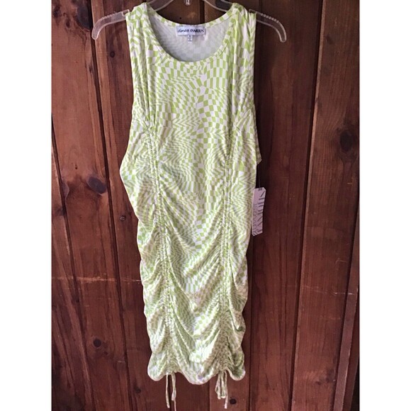 Almost Famous Dress Size 3X Green Geometric Cinched Side Bodycon Cocktail Party - Picture 1 of 9